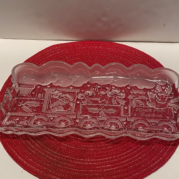 Gorham Crystal Holiday Traditions North Pole Express Serving Dish - Picture 2 of 3